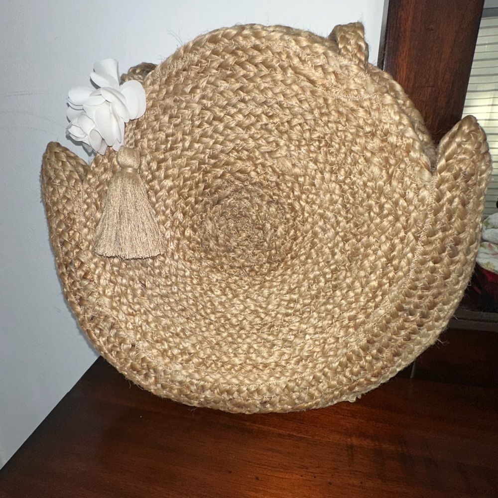 Braided Woven Jute Circle Boho shoulder Tote Bag with Tassel Made in India
